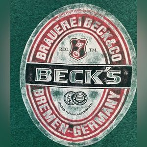 Beck’s Beer T-Shirt Green W/Graphic Size XL